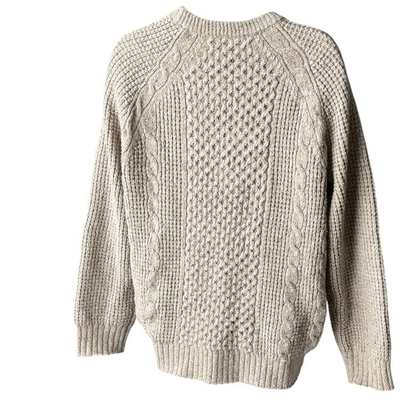 Madewell Cable Knit Fisherman's Sweater, Wool/Alpaca Blend in Barley, Men’s L - Picture 8 of 10